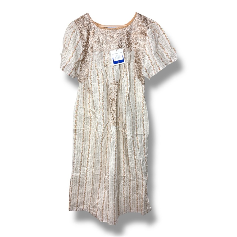 NWT Mi Golondrina Gold Floral Embroidered Artisan Maxi Dress
